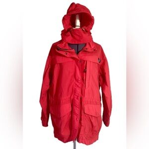 LL Bean Rain Jacket Detachable Hood Size MP Drawstring